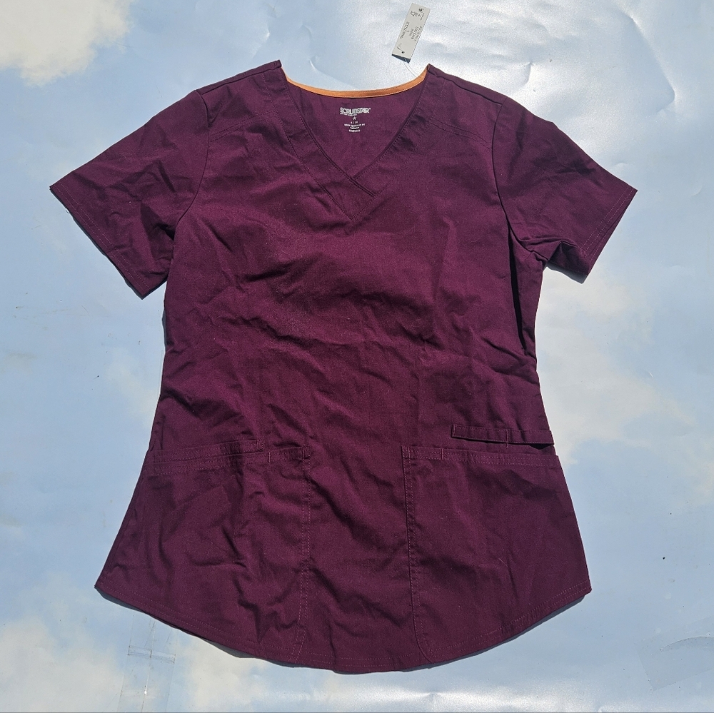 Brand New Maroon Scrubs Top Basic Nurse Top Uniform Top Nurse Uniform